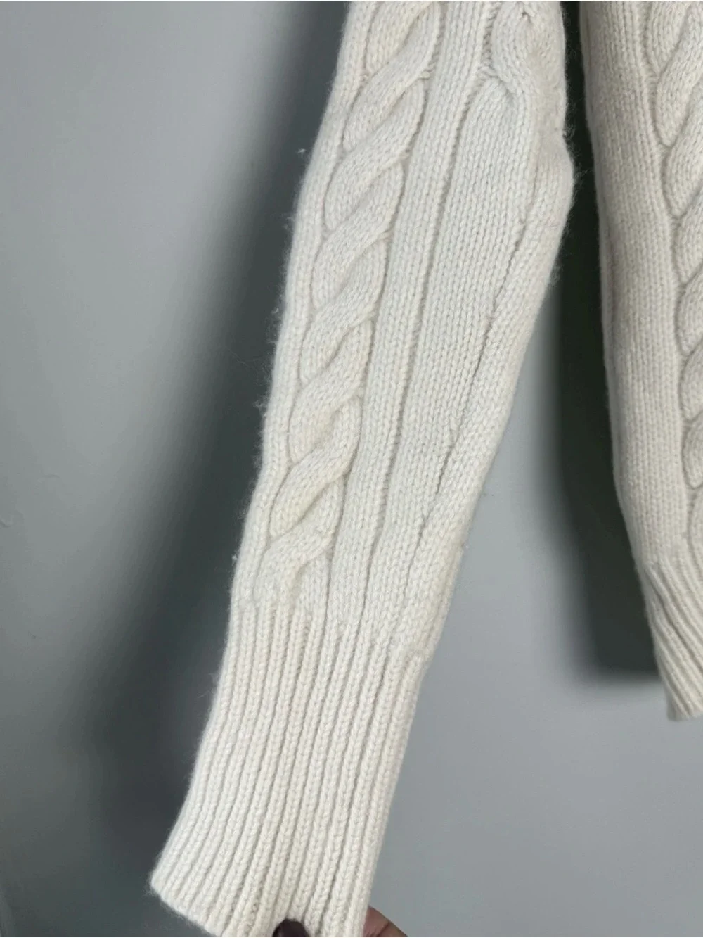 Alps & Meters women’s L merino cashmere ivory sweater fisherman cable knit